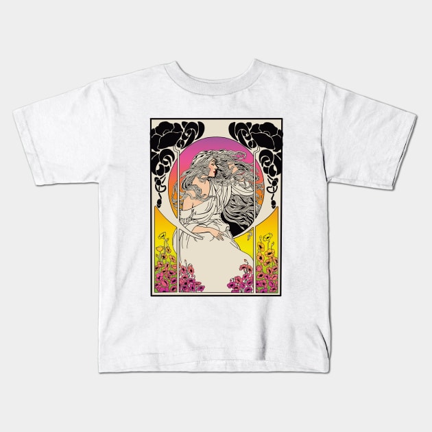 Art Deco Lady (cream) Kids T-Shirt by Soth Studio